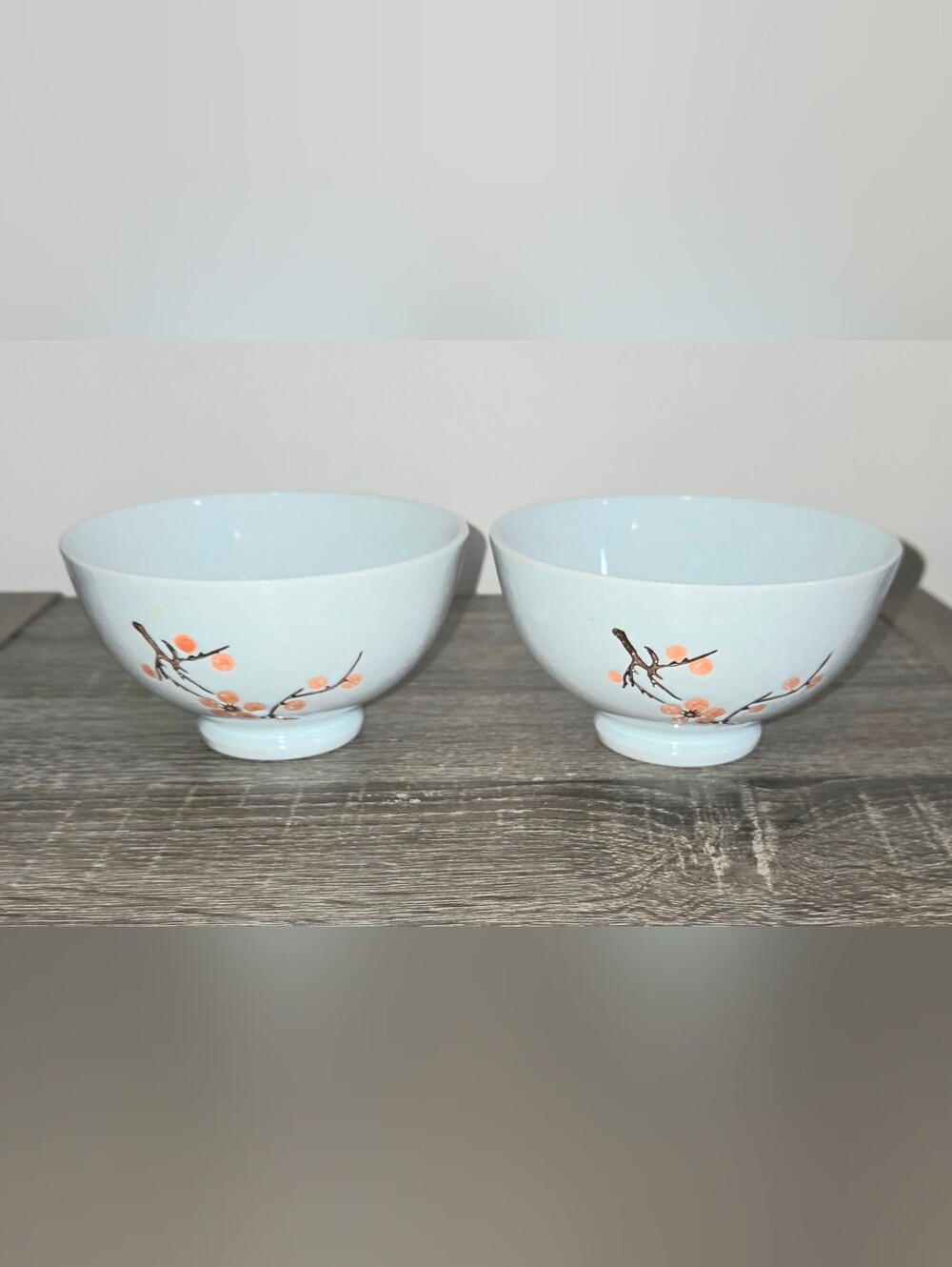Set of 2 Japanese Hand Painted Signed Rice Bowl 4.5” x 2.5”